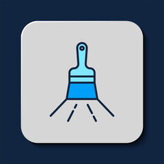 Filled outline Paint brush icon isolated on blue background. Vector