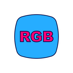 Filled outline Speech bubble with RGB and CMYK color mixing icon isolated on white background. Vector