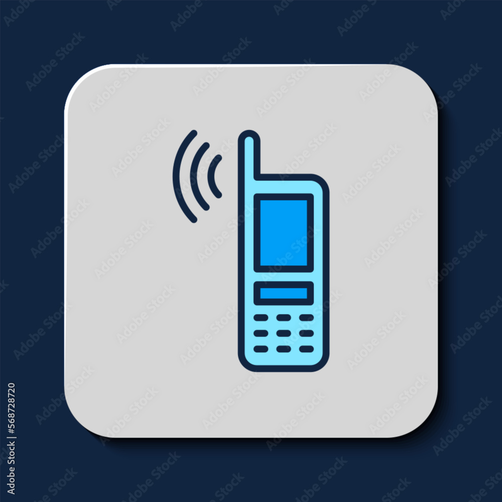 Canvas Prints Filled outline Smartphone with free wi-fi wireless connection icon isolated on blue background. Wireless technology, wi-fi connection, wireless network. Vector