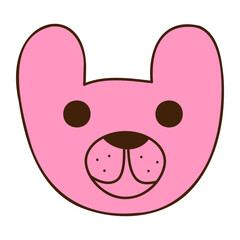 Cute doodle dog face from the collection of girly stickers. Cartoon vector color illustration.