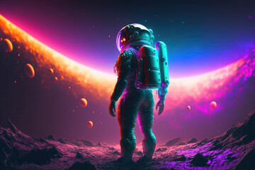 Obraz na płótnie Canvas 3d illustration of an astronaut in outer space
