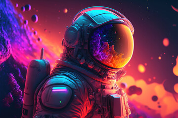 Obraz na płótnie Canvas 3d illustration of an astronaut in outer space