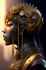 the mechanism of the clock using woman