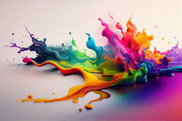 Splashes of rainbow paint. Pride concept. AI - obrazy, fototapety, plakaty