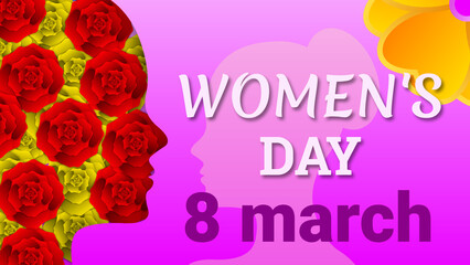 women's day creative illustration decoration with rose flowers in different colour