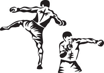 MMA fighters - vector illustration