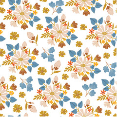 Meadow Wildflower seamless pattern. Creative floral design. Vector pattern for various surface. Blooming meadow background. Blossom floral seamless print.