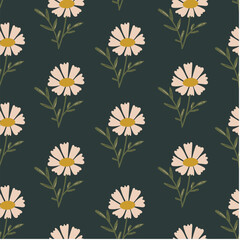 Floral seamless pattern. Blooming meadow background. Creative floral design. Vector pattern for various surface. Blossom floral seamless print.