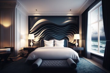 luxury hotel bedroom made with generative ai