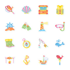 Flat Vector Pack of Outdoor Recreation Stickers 

