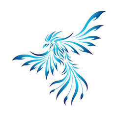 Fototapeta na wymiar Vector Logo Illustration phoenix Blue Gradient Colorful Style.