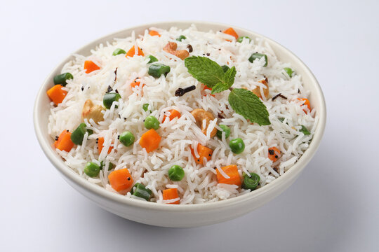 Pulav or pilaf or pulao, long grain rice with spices and vegetables