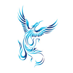 Fototapeta premium Vector Logo Illustration phoenix Blue Gradient Colorful Style.