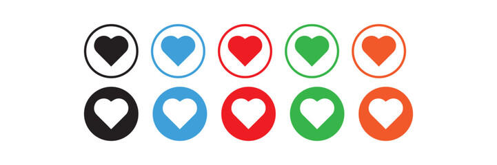 Heart vector set. Hearts in different colors vector design template