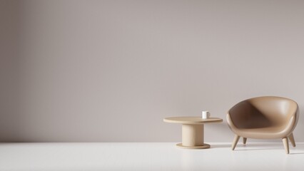 3d rendering minimalist interior concept with comfortable seat and coffee table