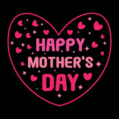 Happy mother's day illustration with heart premium vector Mothers day lettering