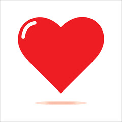 Obraz na płótnie Canvas Red heart with shine isolated on white background, vector illustration icon flat design. I love you symbol. Happy Valentine's Day. Healt care concept sign vector. Love and romance sign. 