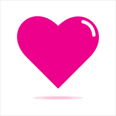 Pink heart with shine isolated on white background, vector illustration icon flat design. I love you symbol. Happy Valentine's Day. Healt care concept sign vector. Love and romance sign. 