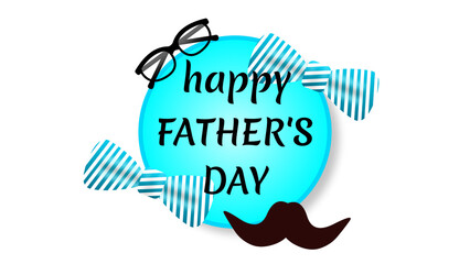 happy father's day sticker on white background with goggles, bow tie