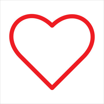 Outline of Red heart isolated on white background, vector illustration icon flat design. Happy Valentine's Day. I love you symbol. Healt care concept sign vector. Love and romance sign. 