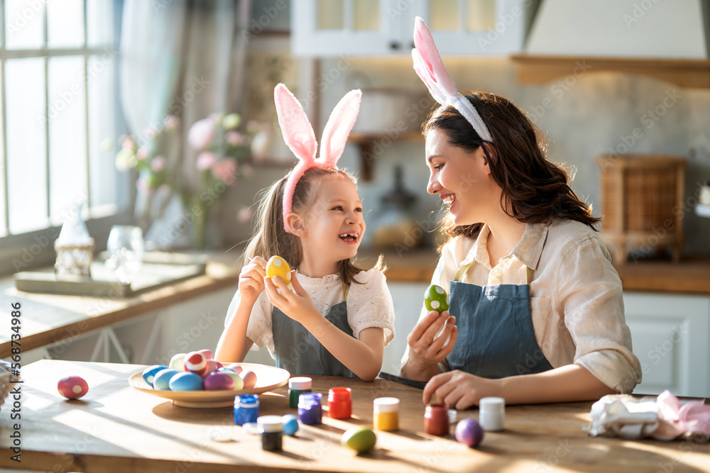 Sticker happy family at easter