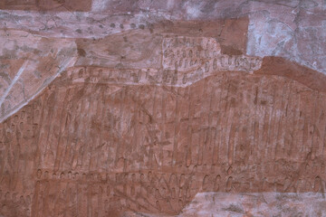 Abstract earthy textured background in browny red with lines