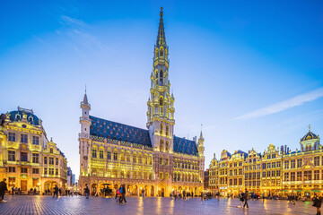 Fototapeta na wymiar Grand Place in old town Brussels, Belgium city skyline