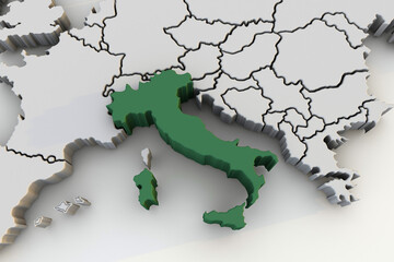 3D italy map a European country