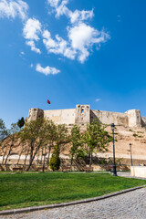 Fototapeta na wymiar Gaziantep castle, or Kalesi, in the old town of Gaziantep, Turkey, taken in 2022 it is a historical landmark in the city.