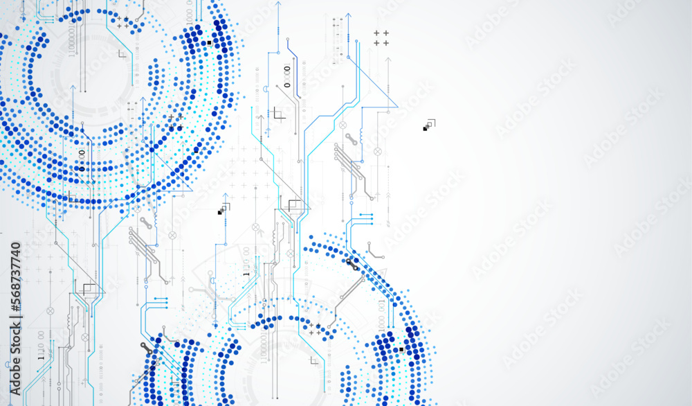 Wall mural abstract technology concept. circuit board, high computer background. vector illustration with space