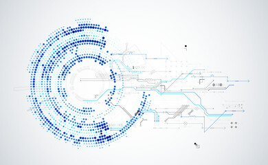 Abstract technology concept. Circuit board, high computer background. Vector illustration with space for content, web - template, business tech presentation.