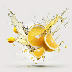 Orange and lemon juice splash, healty, breakfirst, generative AI