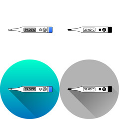 Medical Digital Thermometer
Laboratory Equipment Icon, Set of Flat Diagonal Shadow, Color, Black-White Silhouette, Line Art Logo Icon Symbol Isolated on White Background for Science Medical