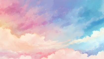 Hand-Painted Watercolor Pastel Sky Background
