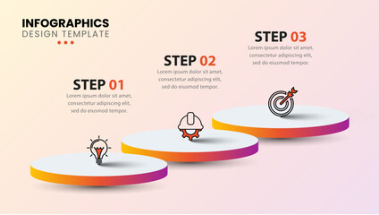 Infographic template. 3 pillars with icons and text