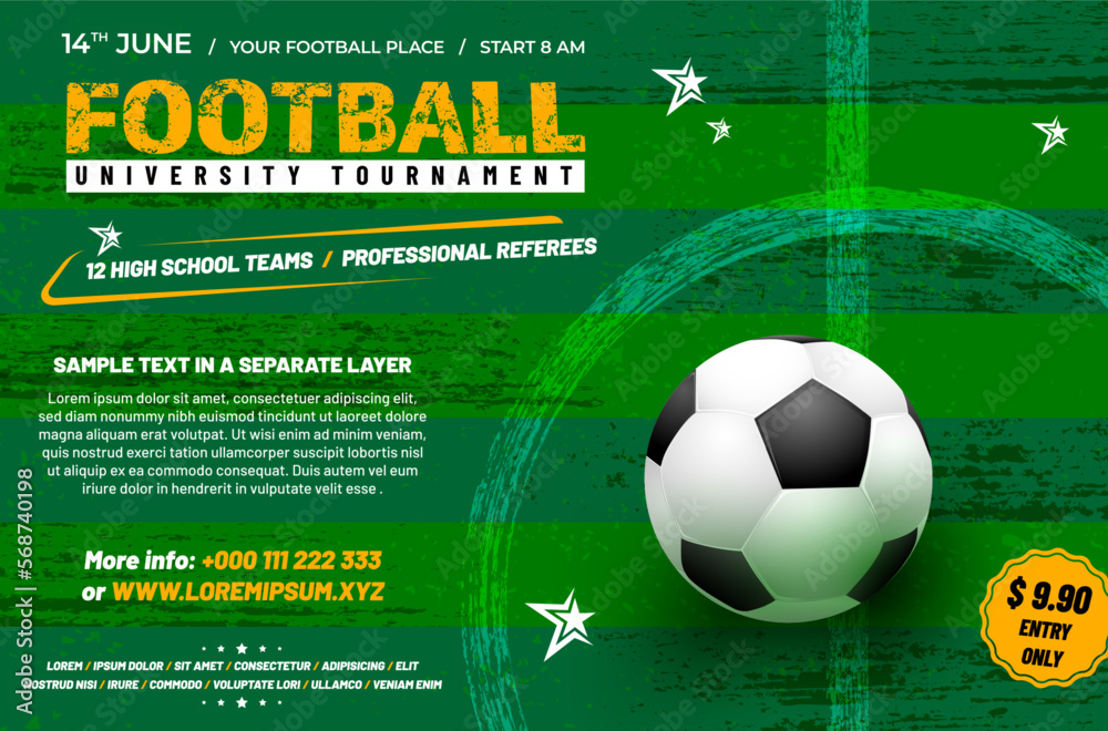 Wall mural soccer tournament poster template with ball