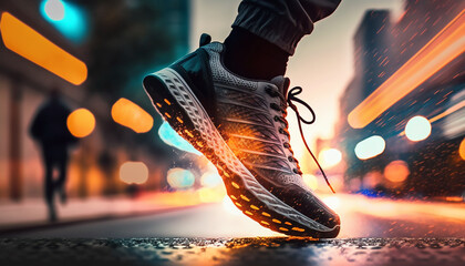 Detail close up of man sport sneakers, AI generative