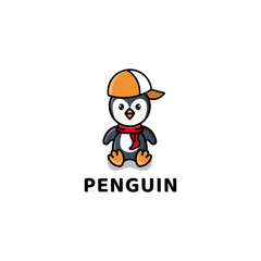 penguins wearing hats cute animal logo