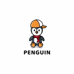 Fototapeta na wymiar penguins wearing hats cute logo