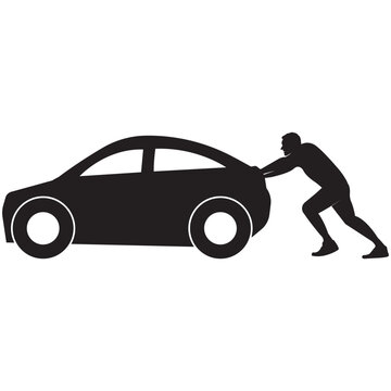 black car pushed by person silhouette clip art preview