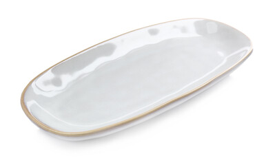 One new ceramic dish on white background