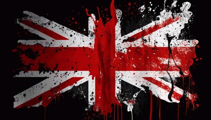 The national flag of England on an old grunge background. Generative AI.