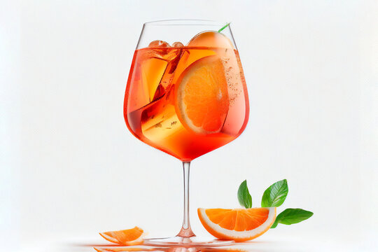 Glass Of Aperol Spritz Cocktail Isolated On White Background