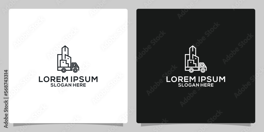 Wall mural Car and house logo icon vector, car out from garage, concept for insurance, vehicle dealership