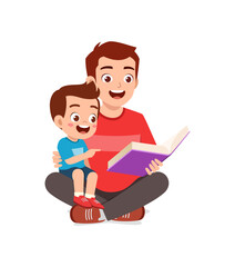 parent read book to kid and feel happy