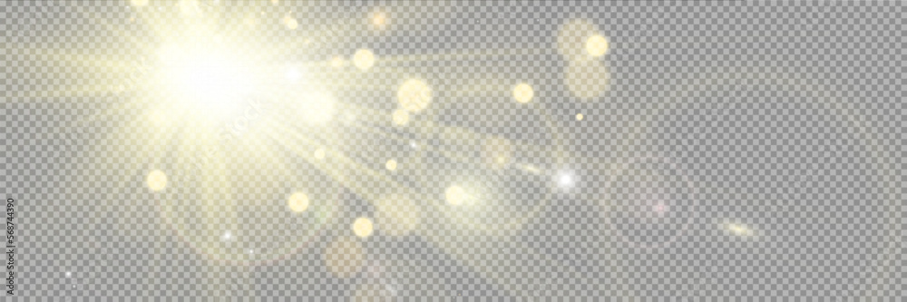 Poster special lens flash, light effect. the flash flashes rays and searchlight. illust.white glowing light