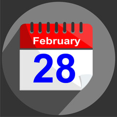 February 28 - Calendar Date 28th of February on gray Background.