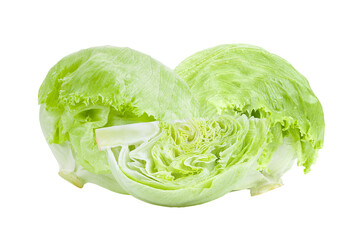 Obraz premium Green Iceberg lettuce isolated on transparent png