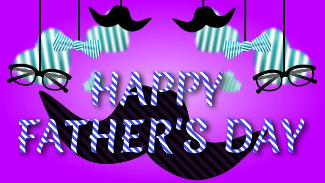creative happy fathers day animation with Swinging muchtech, goggles and bow tie. celebration of fathers day.