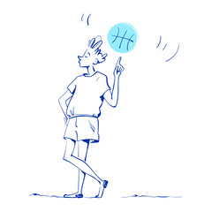 athlete spins the ball